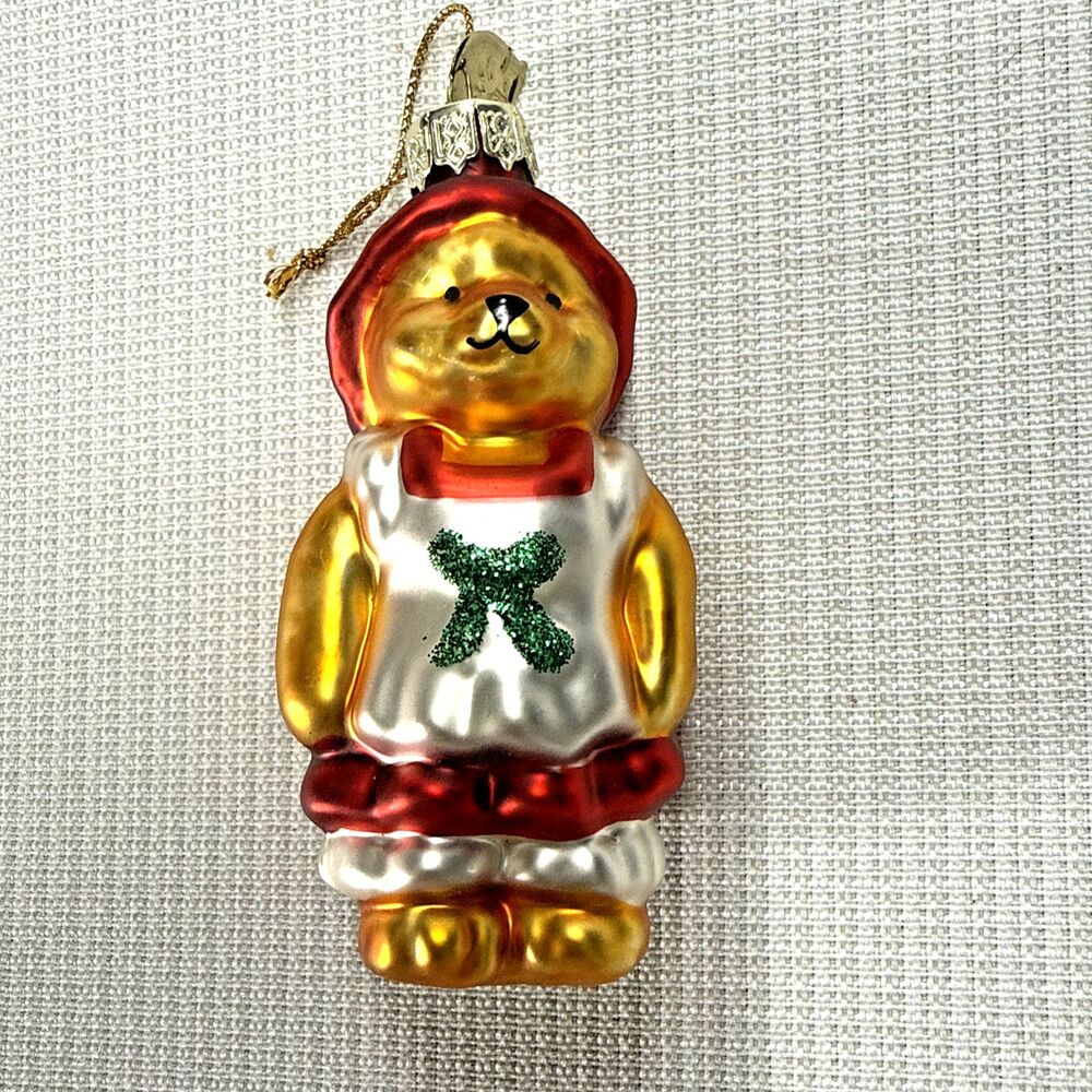 Vintage 2002 Thomas PACCONI Classics Teddy Bear Blown Glass Christmas Ornament